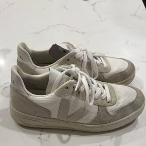 Veja Off-White and Tan Sneakers